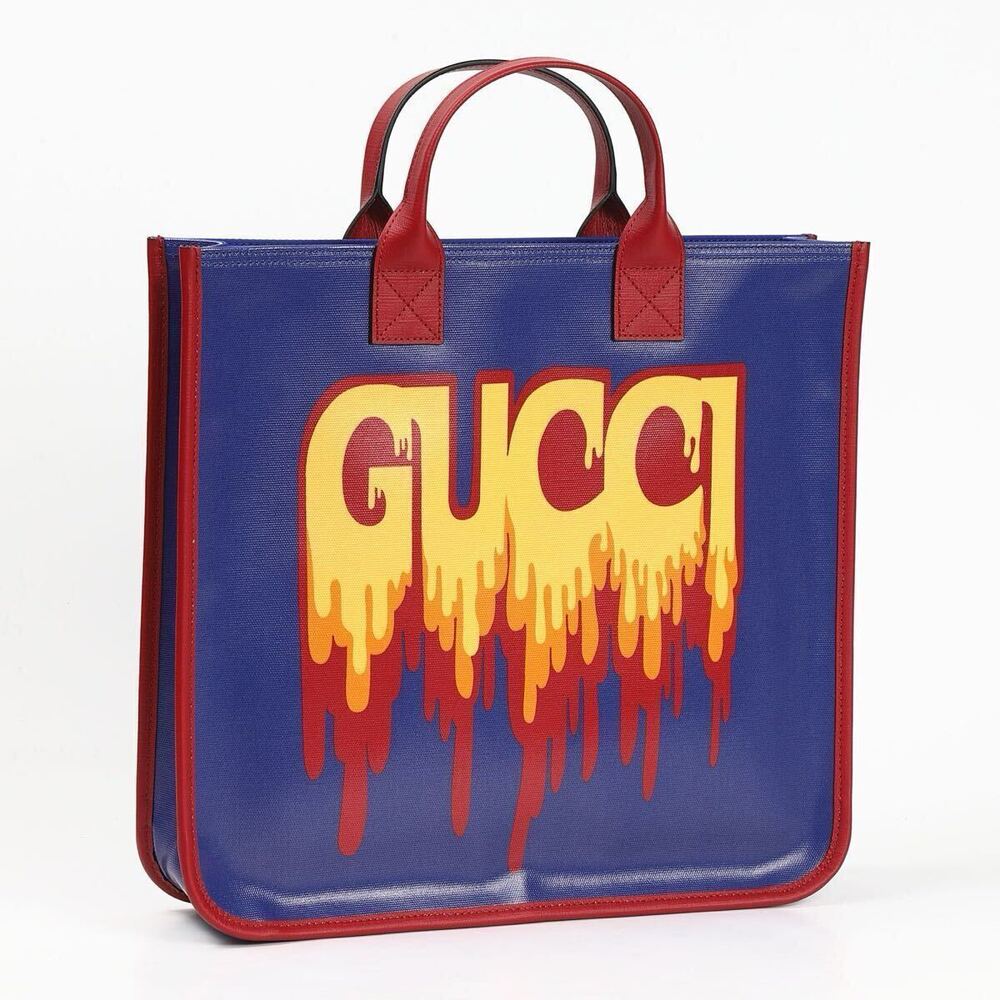 Gucci Melting Logo Tote Bag blue